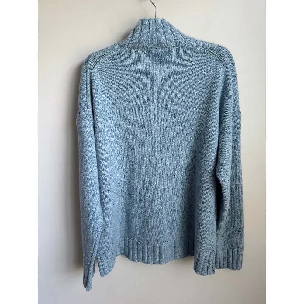 J. Crew Donegal Wool/Alpaca Blend Long Sleeve Relaxed Turtleneck Sweater Blue M